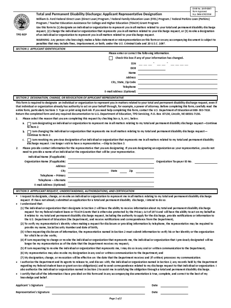TPD Representative | PDF | Guarantee | Student Financial Aid In The ...