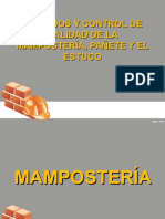 Cuidados y Control de Calidad de La Mampostería, Pañete y El Estuco