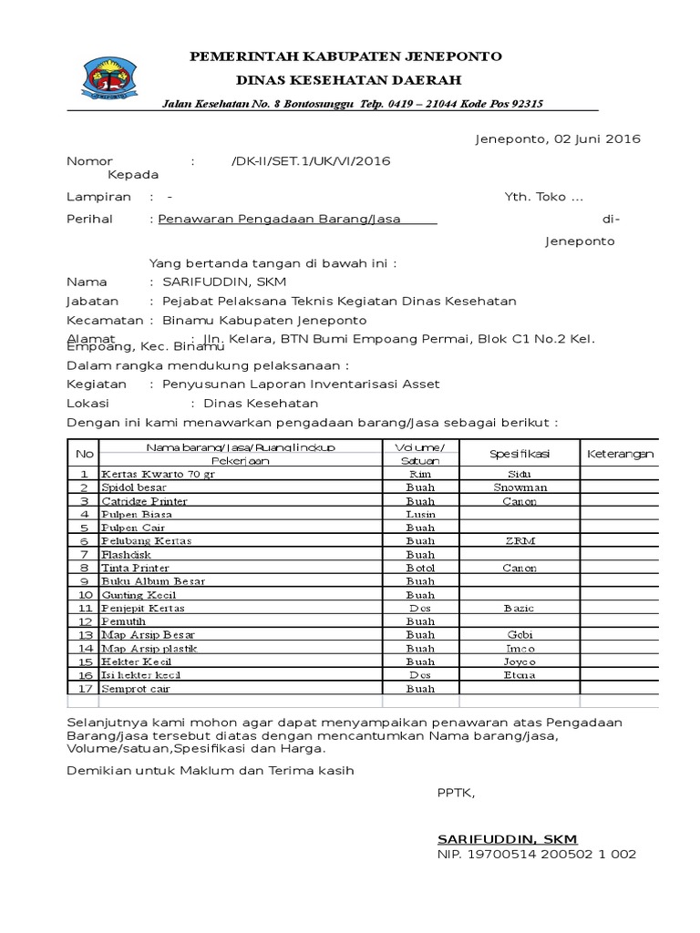 Berita Acara Kesepakatan Harga 2016(KEUANGAN)