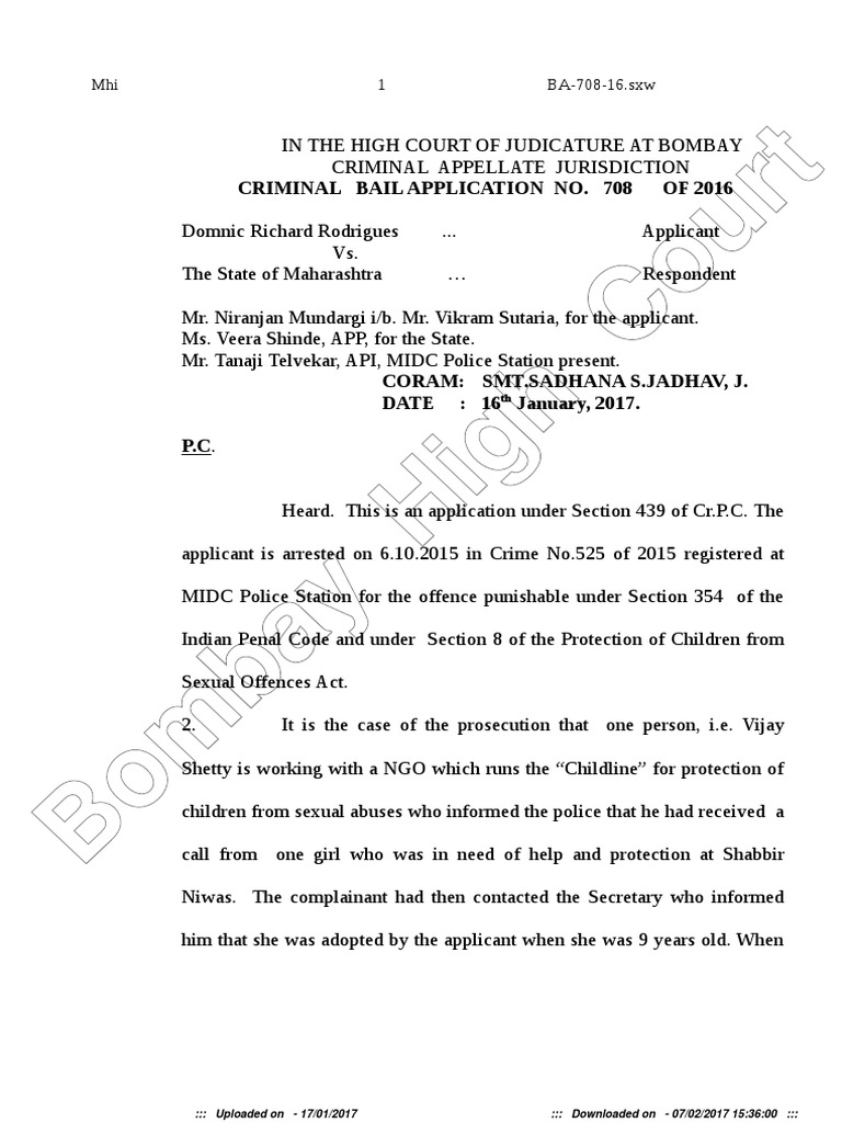 Bombay High Court PDF Bail Law Enforcement