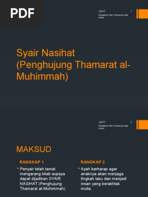 Puisi Tradisional Syair Nasihat Penghujung Tharamat Al Muhimmah Pdf
