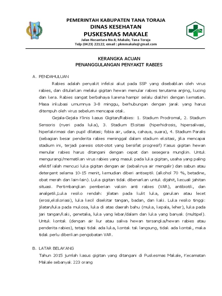 Contoh Format Kerangka Acuan Rabies | PDF