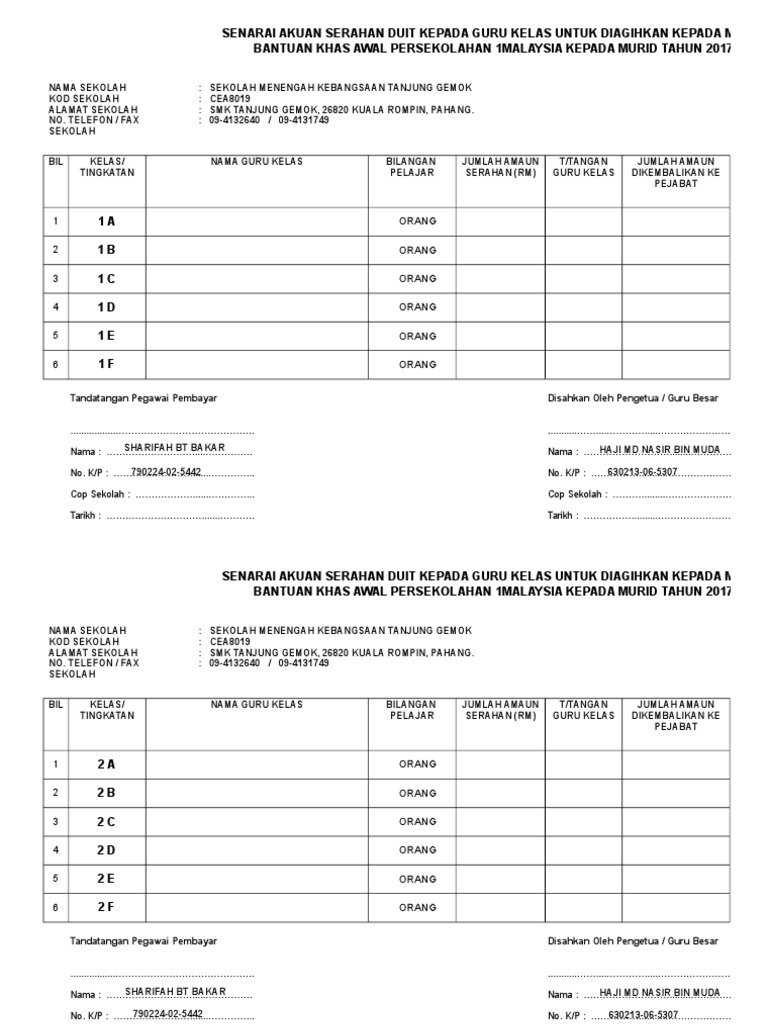 Senarai Nama Pelajar Bantuan Rm100 2017