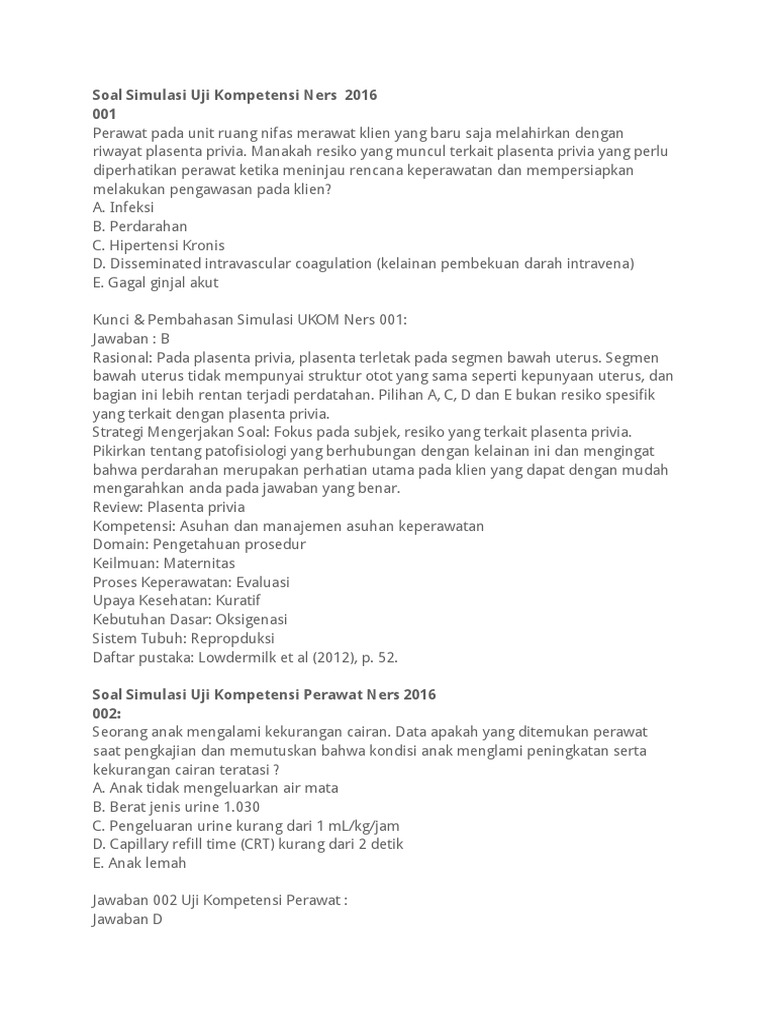 Soal Simulasi Uji Kompetensi Ners Pdf