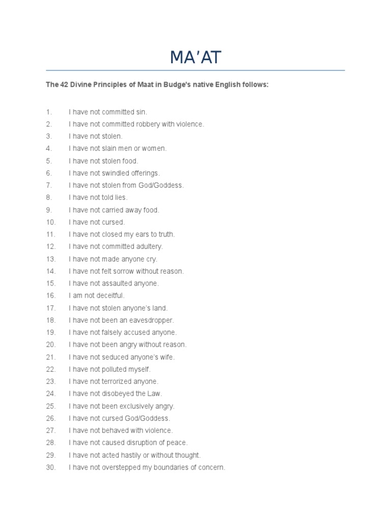 42 Divine Principles of Ma'at | PDF