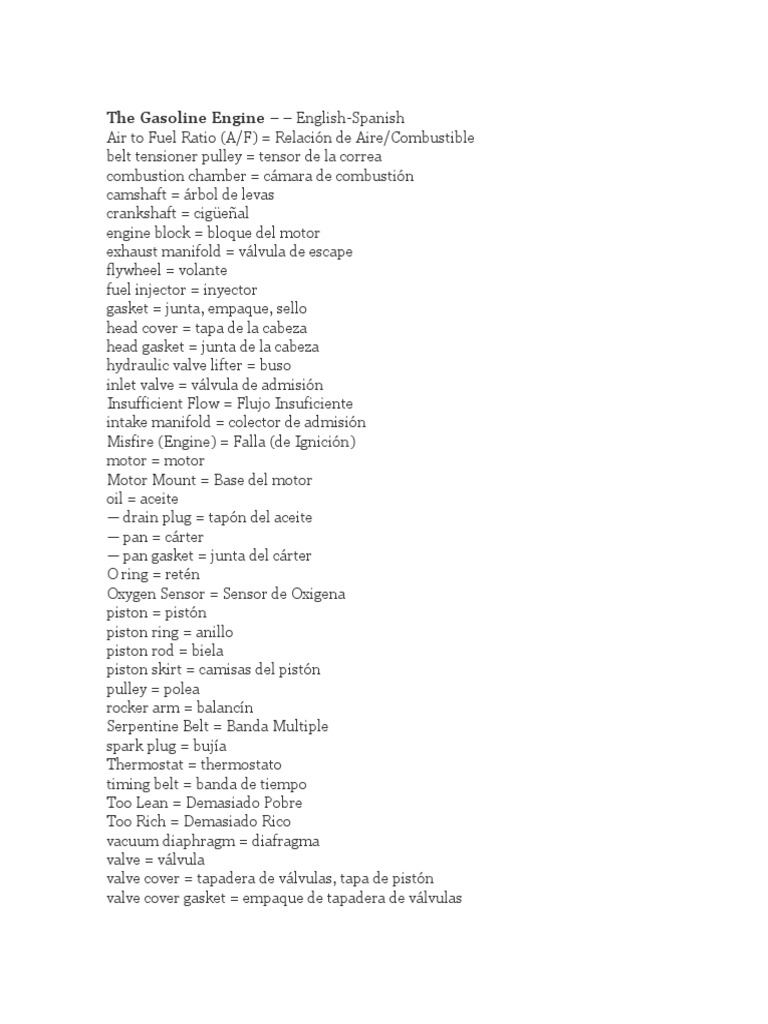 Partes Del Auto en Ingles PDF Automóviles Vehículos de ruedas