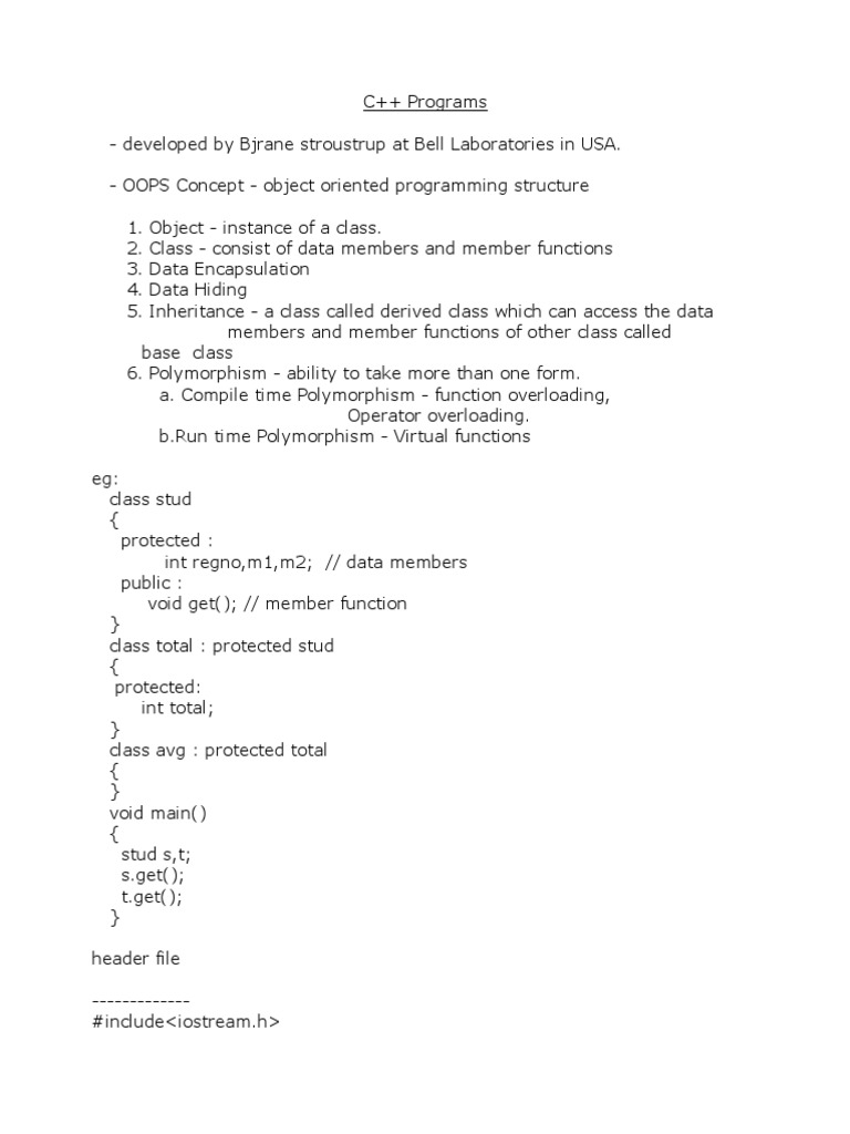 C++ Programs | PDF | Constructor (Object Oriented Programming ...