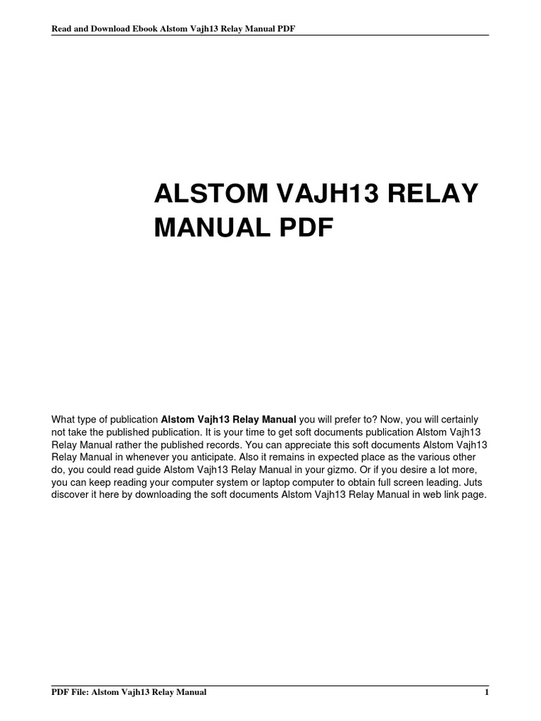 Alstom Vajh13 Relay Manual PDF E Books Computing