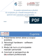 Platforma Festo Pentru Automatizarea Plasării de Recipiente in Instalatie Cu Ajutorul Unor Automate Programabile