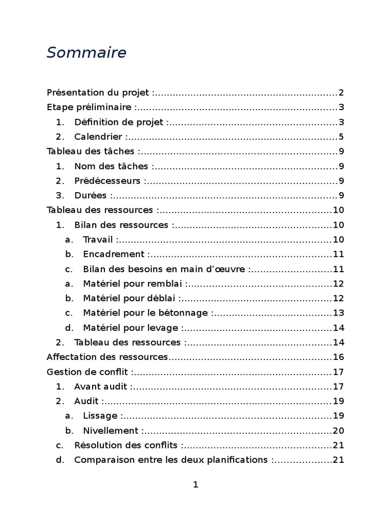 Sommaire  Planification  Ingénierie