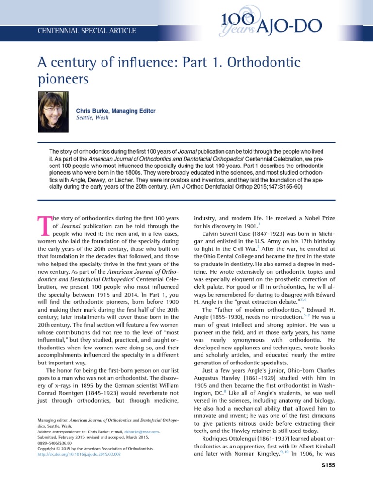 A Century of Influence - Part 1. Orthodontic Pioneers | PDF ...