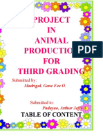 Project IN Animal Production FOR Third Grading: Table of Content
