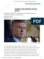 Macri Conclui Tarifaço Com Aumento Do Gás, Água e Combustíveis - Internacional - EL PAÍS Brasil