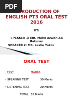 Introduction of English PT3 Oral Test 2016