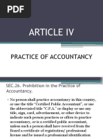 ARTICLE IV - Practice of Accountancy