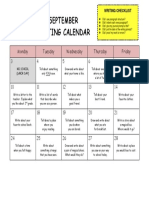 September Writing Calendar: Monday Tuesday Wednesday Thursday Friday 3 4 5 6 7