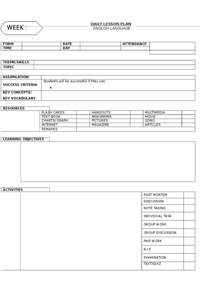Daily Lesson Plan Template | PDF