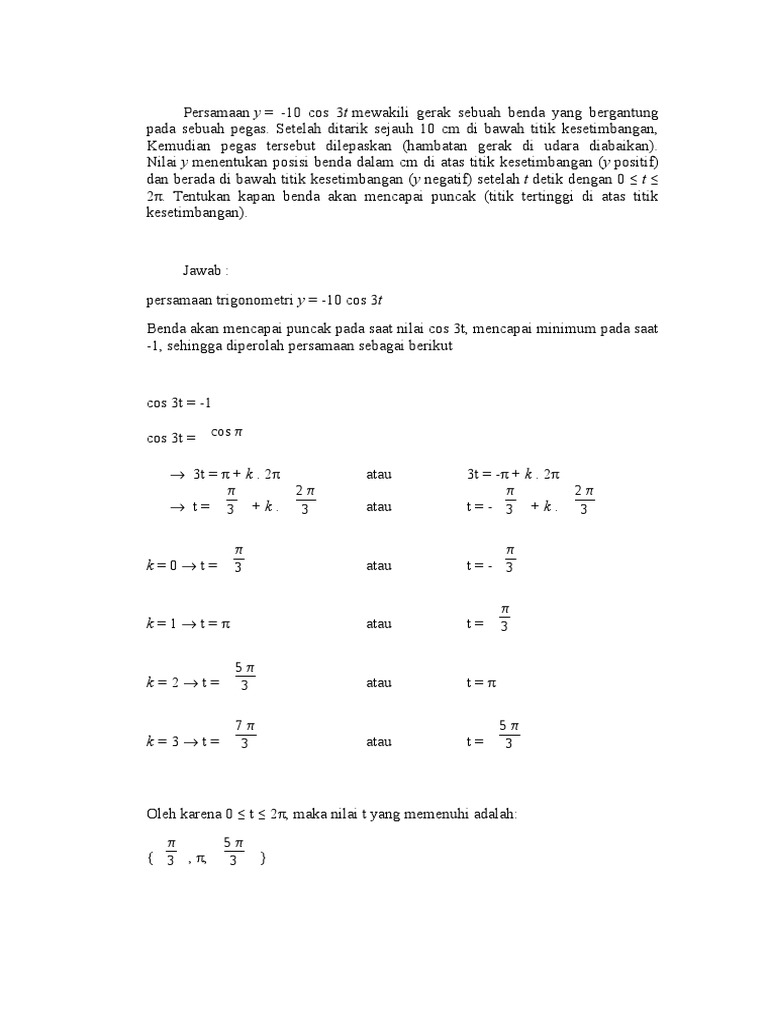 Soal Persamaan Trigonometri