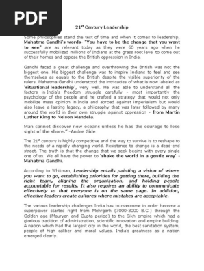 21st Century Leadership Mahatma Gandhi Public Administration - 