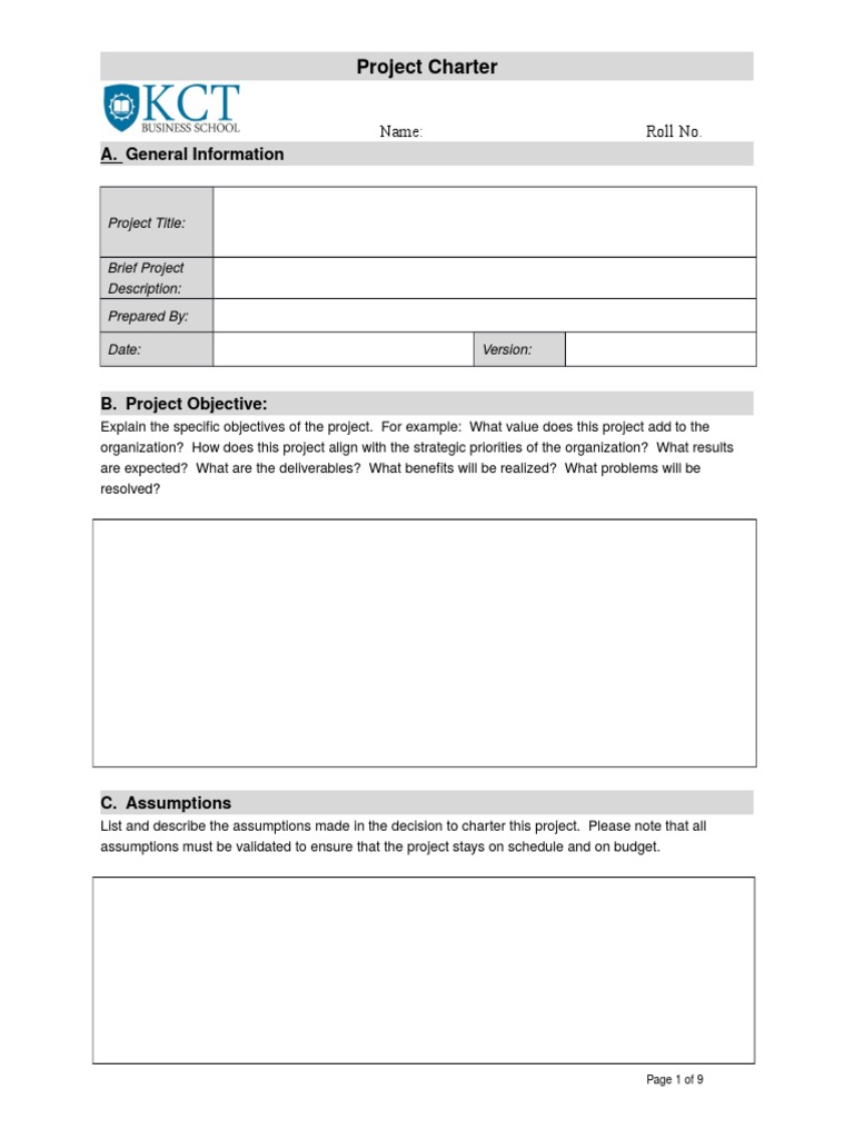 Project Charter Template Example | PDF | Project Management ...