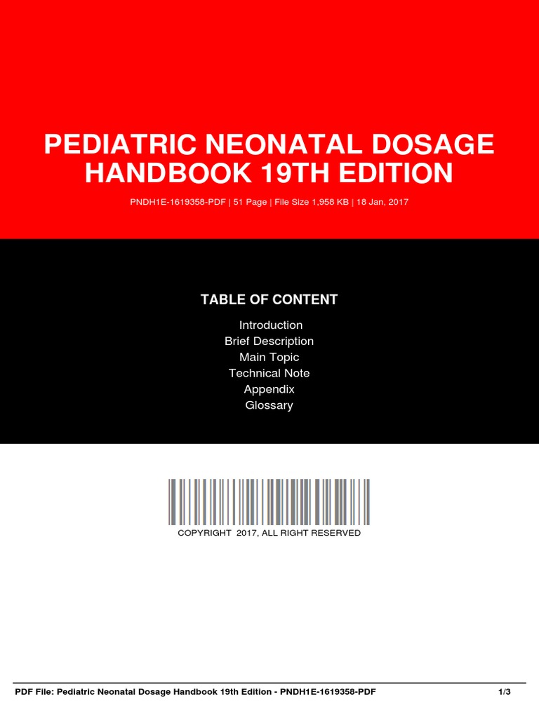 Pediatric Neonatal Dosage Handbook 19th Edition | PDF | E Books ...