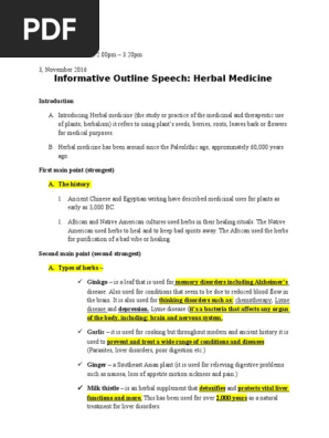 informative speech outline
