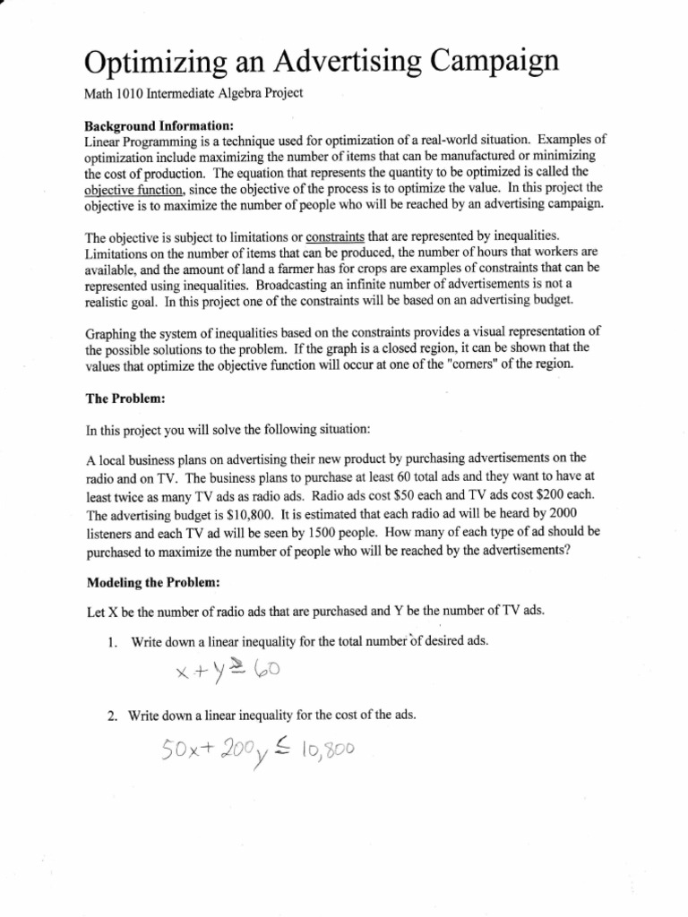 Advertising Campaign Optimization Guide | PDF | Linear Programming ...