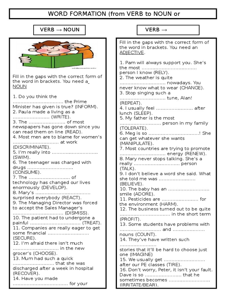 Noun Formation from Verbs Guide | PDF | Adjective | Ellipsis