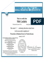 Medical Errors FL Nurses Certificate of Completion