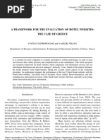 Download A FRAMEWORK FOR THE EVALUATION OF HOTEL WEBSITES THE CASE OF GREECE Information Technology  Tourism Vol 8 pp 239254 by Kostas Zafiropoulos SN33890953 doc pdf
