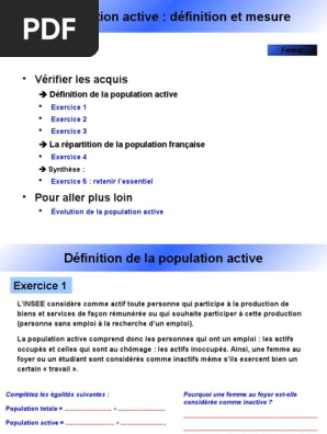 Population Active Pdf Chomage Sciences Sociales