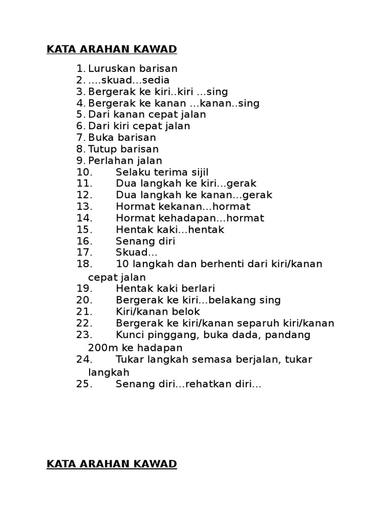 Kata Arahan Kawad Pdf