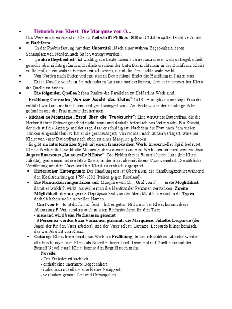 Die Marquise Von O Zusammenfassung
