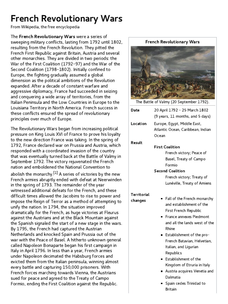 French Revolutionary Wars Wikipedia Napoleon Global - 