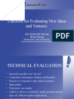 Checklist For Evaluating New Ideas and Ventures