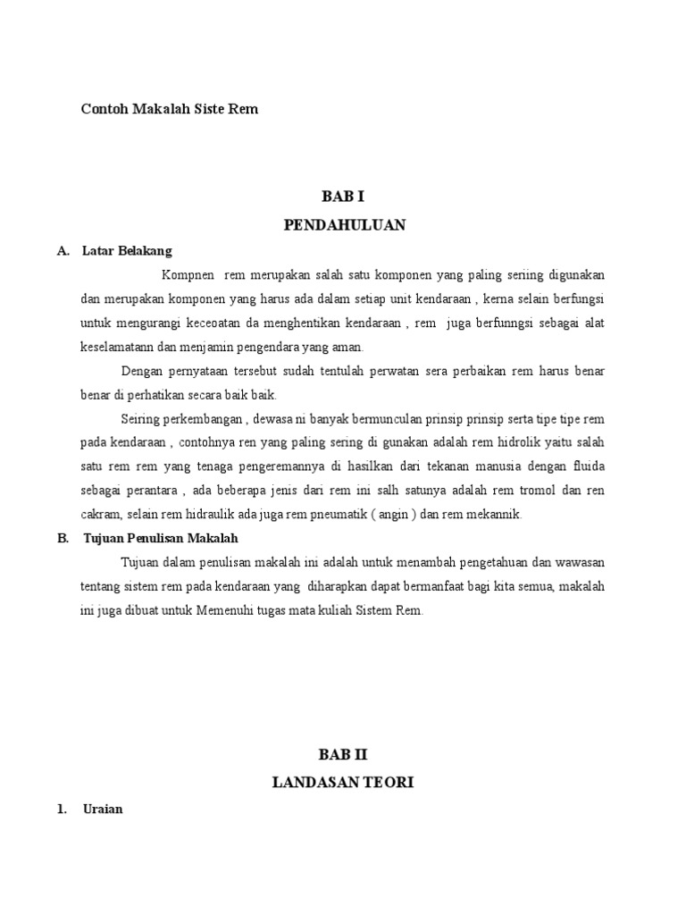 Contoh Makalah Siste Rem