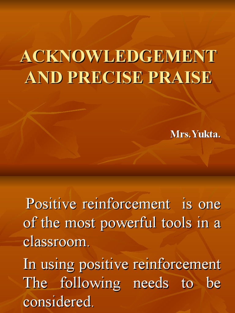 Acknowledgement and Precise Praise PDF