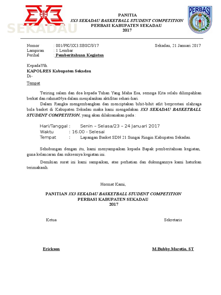 Surat Pemberitahuan Kegiatan Pdf