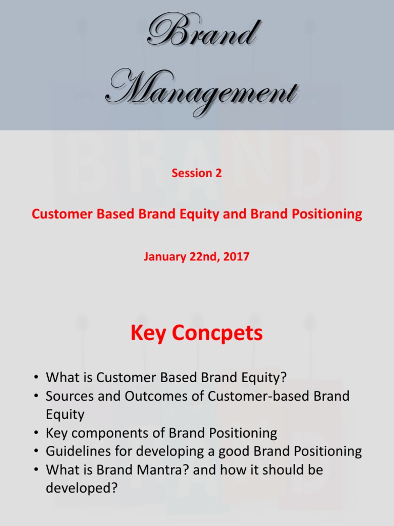 Customer Based Brand Equity and Brand Positioning - Session 2 PDF | PDF