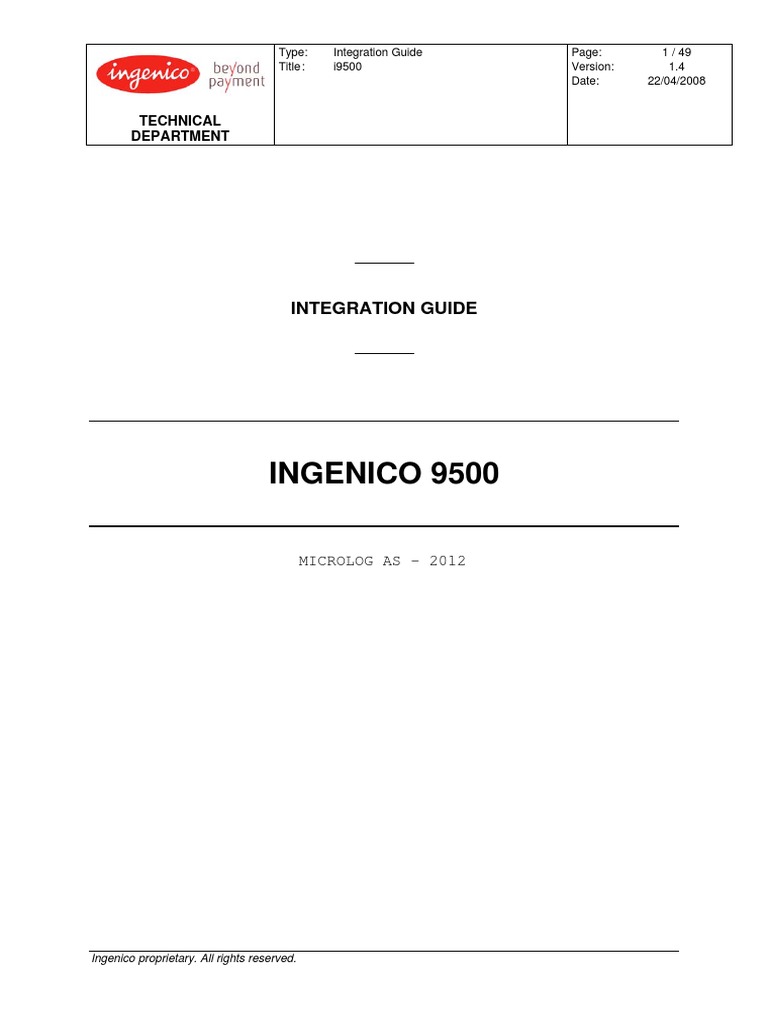 Ingenico - 9500 - (I9500 - Betalingsterminal - Integrasjonsguide - V1.4 ...
