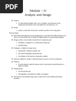 Module - IV Analysis and Design