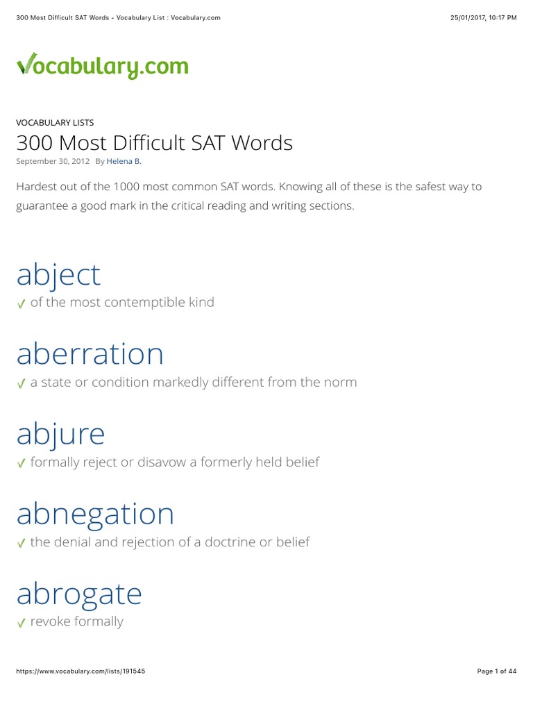 200 Most Difficult Sat Words – 1st Wave
