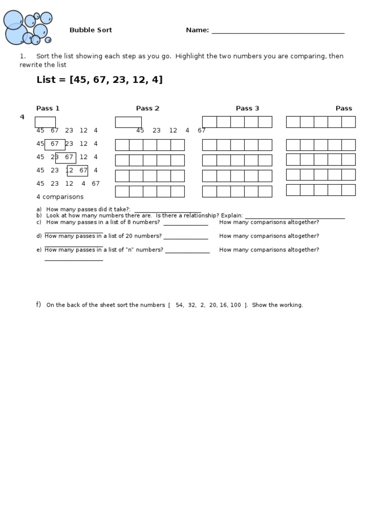 Bubble Sort | PDF