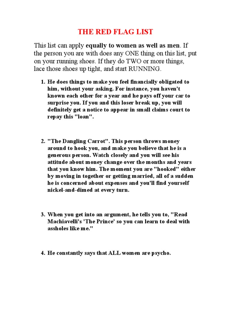 THE RED FLAG LIST: If your partner has any of these traits, get ready