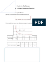 Student's Worksheet Limit at Infinity of Algebraic Function