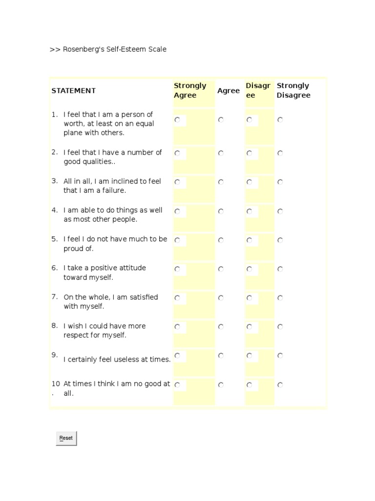Rosenberg's SelfEsteem Scale PDF
