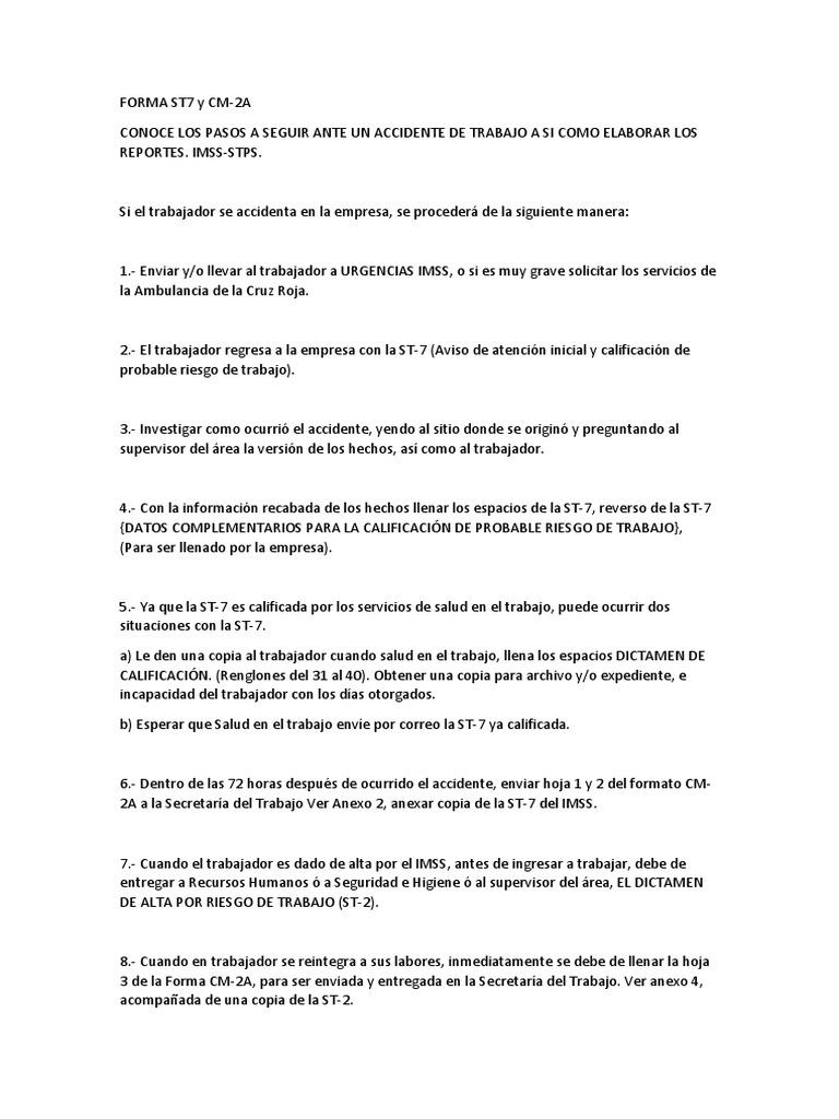 Llenado del Formato ST-7 para Accidentes | PDF