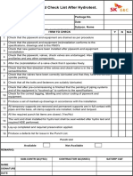 Hydrotest Check List PDF