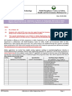 Advt For M Tech in Safety Engg For 2016 17