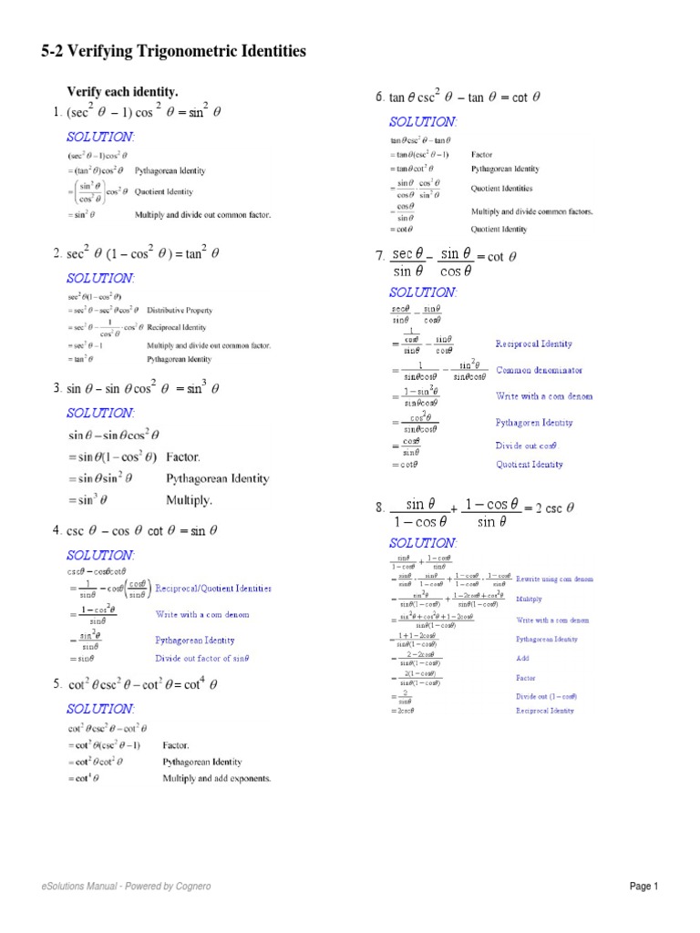 2222-22 Verifying Trigonometric Identities  PDF  Trigonometric In Verify Trig Identities Worksheet
